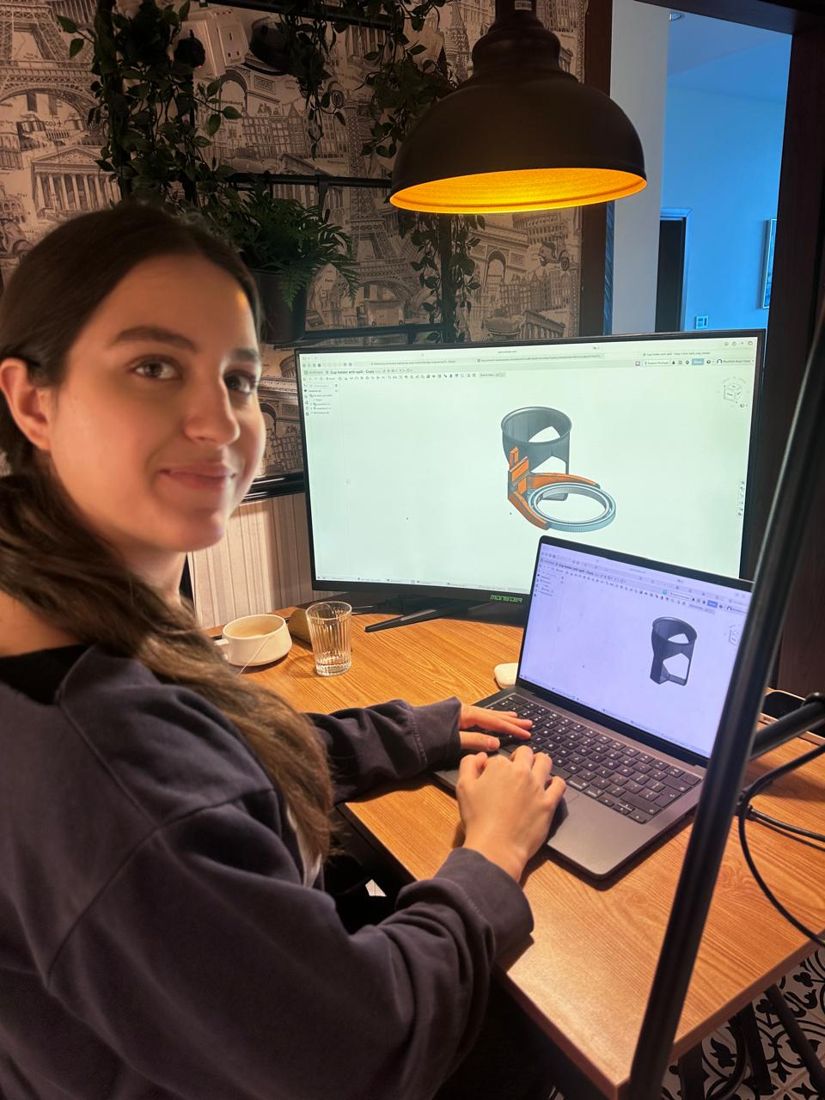 Me working on the design in Onshape.